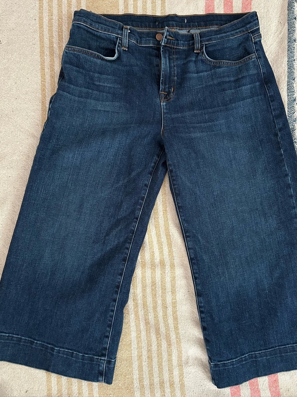 J Brand Liza Wide-Leg Cropped Jeans in Dark Blue Wash